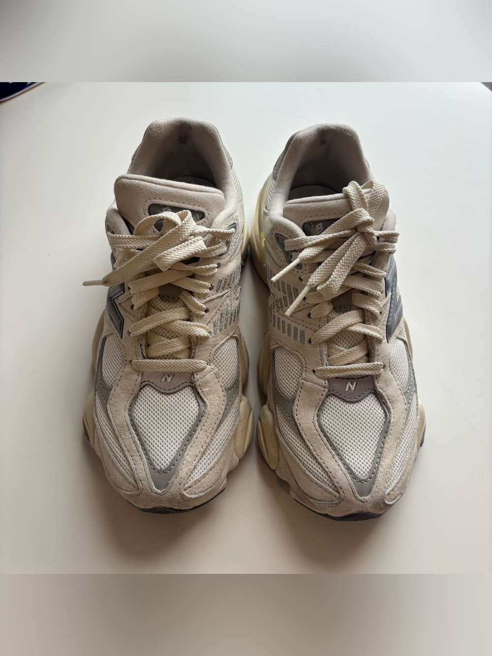 New Balance 9060 Sneakers in Cream and Gray - Picture 2 of 7